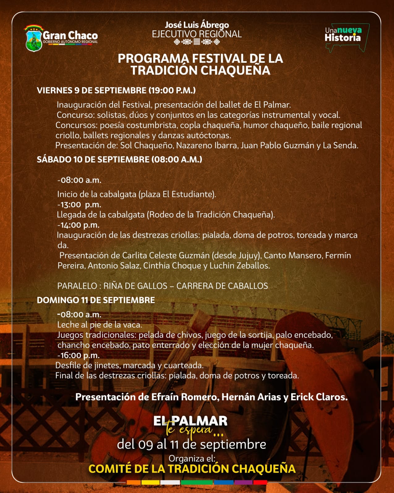 Programa oficial del Festival de la Tradici n Chaque a Gobierno